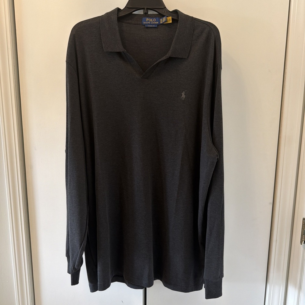 Ralph Lauren Men's Grey Classic Fit Shirt, Long Sleeve, 100% Cotton, XXL 00033